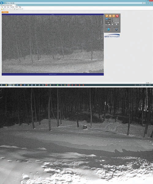 Low light images from the IP 0iM01 are almost unusable (top). Other similarly priced cameras have better low light response (bottom). Both pictures show the same scene at the same time.