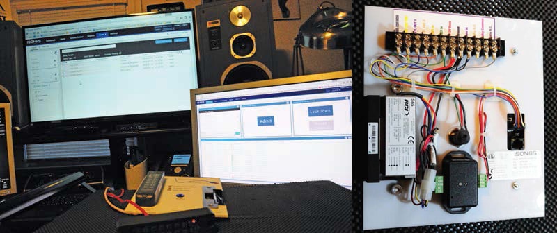 The demo kit (right) proved to be an effective way to test all aspects of the hardware. Software testing (above) was performed on several computers simultaneously to validate reliability.